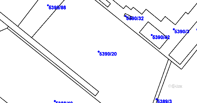 Parcela st. 5390/20 v KÚ Česká Lípa, Katastrální mapa