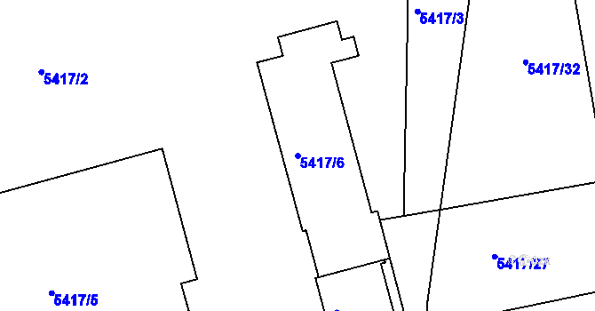 Parcela st. 5417/6 v KÚ Česká Lípa, Katastrální mapa