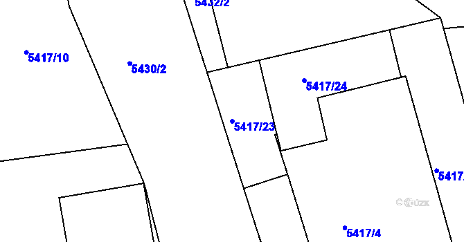 Parcela st. 5417/23 v KÚ Česká Lípa, Katastrální mapa