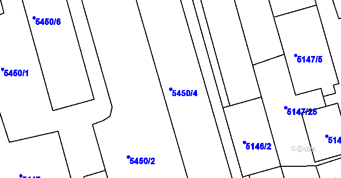 Parcela st. 5450/4 v KÚ Česká Lípa, Katastrální mapa