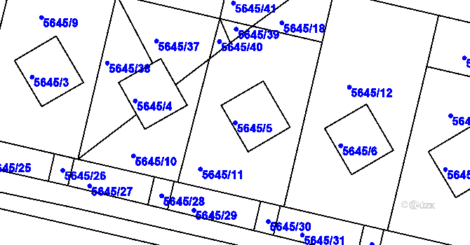 Parcela st. 5645/5 v KÚ Česká Lípa, Katastrální mapa