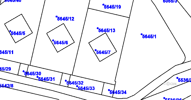 Parcela st. 5645/7 v KÚ Česká Lípa, Katastrální mapa