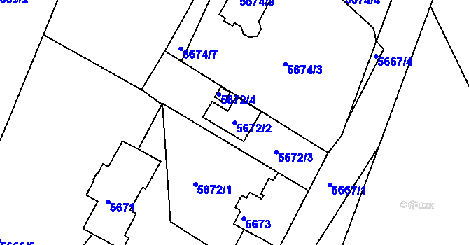 Parcela st. 5672/2 v KÚ Česká Lípa, Katastrální mapa