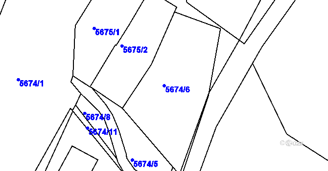 Parcela st. 5674/6 v KÚ Česká Lípa, Katastrální mapa
