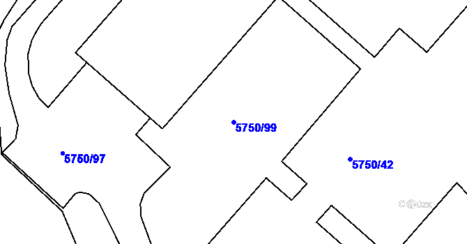 Parcela st. 5750/99 v KÚ Česká Lípa, Katastrální mapa