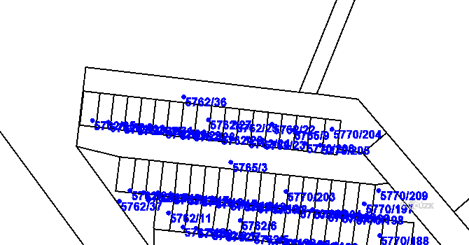 Parcela st. 5762/25 v KÚ Česká Lípa, Katastrální mapa