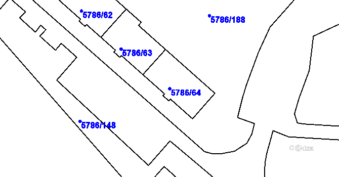Parcela st. 5786/64 v KÚ Česká Lípa, Katastrální mapa