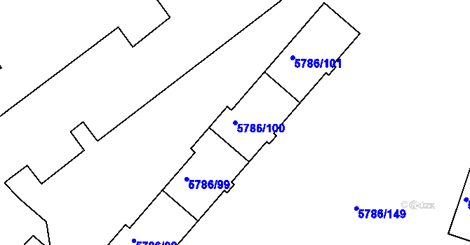 Parcela st. 5786/100 v KÚ Česká Lípa, Katastrální mapa