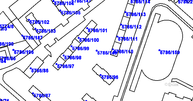 Parcela st. 5786/149 v KÚ Česká Lípa, Katastrální mapa