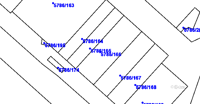 Parcela st. 5786/166 v KÚ Česká Lípa, Katastrální mapa
