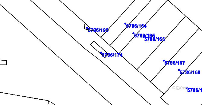 Parcela st. 5786/174 v KÚ Česká Lípa, Katastrální mapa