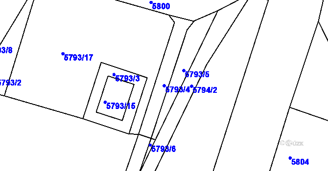 Parcela st. 5793/4 v KÚ Česká Lípa, Katastrální mapa
