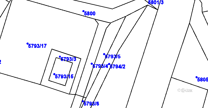 Parcela st. 5793/5 v KÚ Česká Lípa, Katastrální mapa