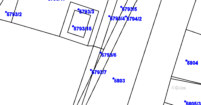 Parcela st. 5793/6 v KÚ Česká Lípa, Katastrální mapa