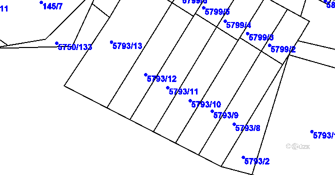 Parcela st. 5793/11 v KÚ Česká Lípa, Katastrální mapa