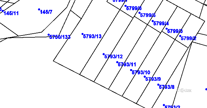 Parcela st. 5793/12 v KÚ Česká Lípa, Katastrální mapa
