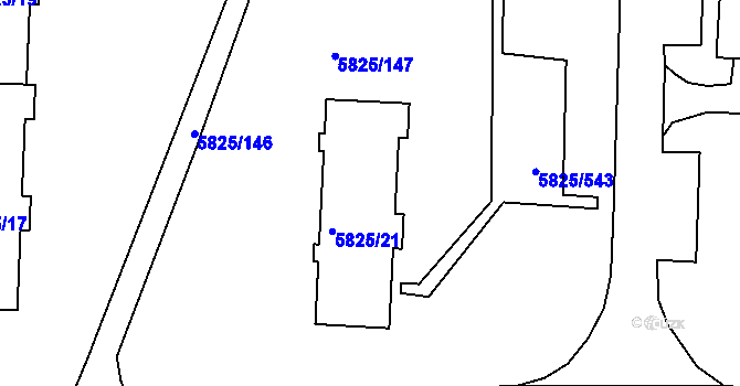 Parcela st. 5825/22 v KÚ Česká Lípa, Katastrální mapa