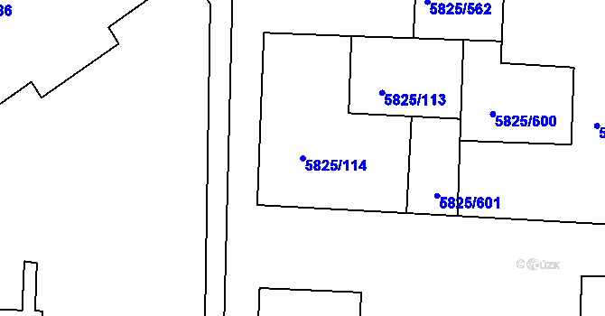 Parcela st. 5825/114 v KÚ Česká Lípa, Katastrální mapa