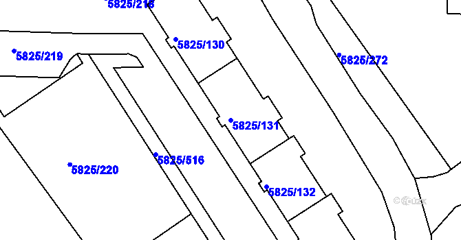 Parcela st. 5825/131 v KÚ Česká Lípa, Katastrální mapa