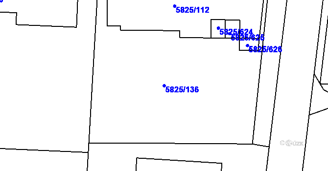 Parcela st. 5825/136 v KÚ Česká Lípa, Katastrální mapa