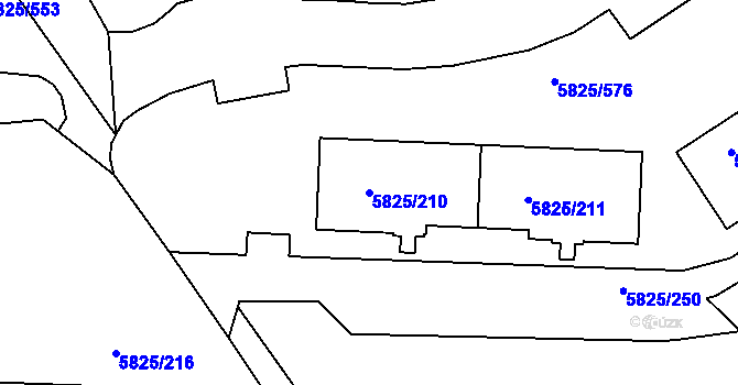 Parcela st. 5825/210 v KÚ Česká Lípa, Katastrální mapa