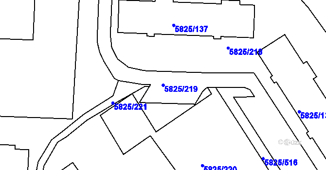 Parcela st. 5825/219 v KÚ Česká Lípa, Katastrální mapa