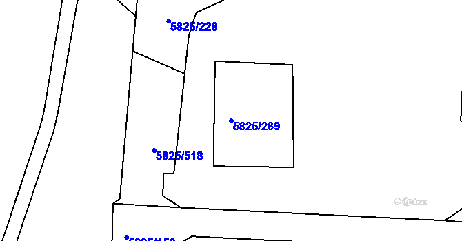 Parcela st. 5825/289 v KÚ Česká Lípa, Katastrální mapa
