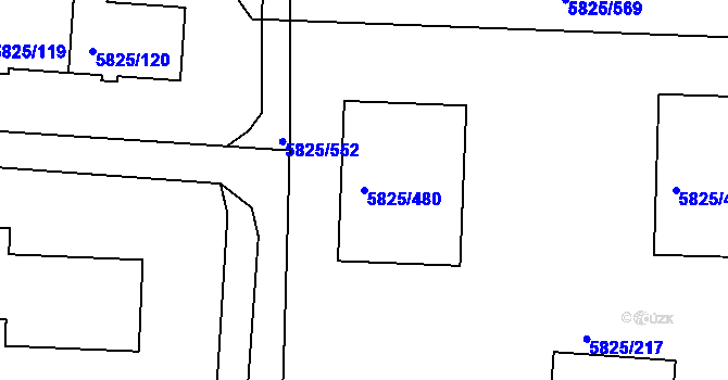 Parcela st. 5825/480 v KÚ Česká Lípa, Katastrální mapa