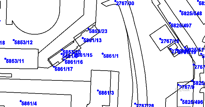 Parcela st. 5861/1 v KÚ Česká Lípa, Katastrální mapa