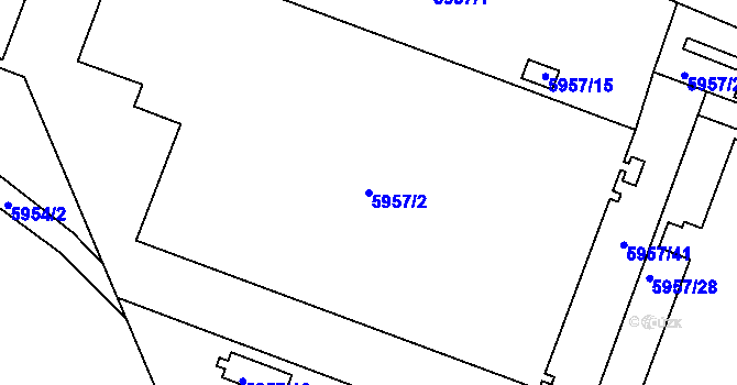 Parcela st. 5957/2 v KÚ Česká Lípa, Katastrální mapa