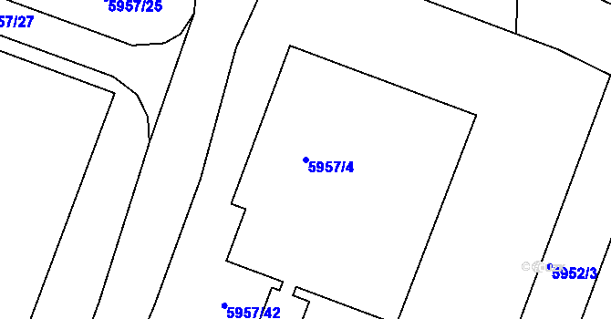 Parcela st. 5957/4 v KÚ Česká Lípa, Katastrální mapa