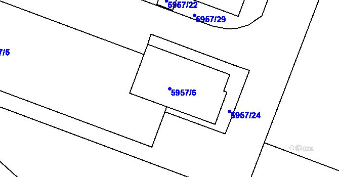 Parcela st. 5957/6 v KÚ Česká Lípa, Katastrální mapa