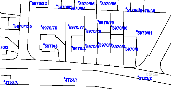 Parcela st. 5970/5 v KÚ Česká Lípa, Katastrální mapa