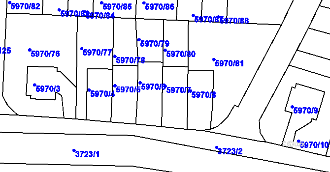 Parcela st. 5970/7 v KÚ Česká Lípa, Katastrální mapa