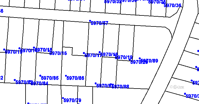 Parcela st. 5970/18 v KÚ Česká Lípa, Katastrální mapa