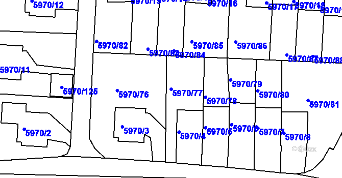 Parcela st. 5970/77 v KÚ Česká Lípa, Katastrální mapa