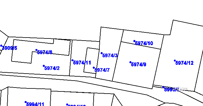 Parcela st. 5974/3 v KÚ Česká Lípa, Katastrální mapa