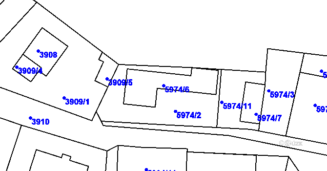 Parcela st. 5974/6 v KÚ Česká Lípa, Katastrální mapa