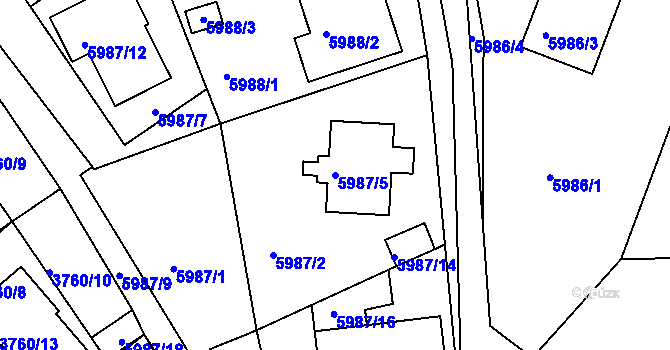 Parcela st. 5987/5 v KÚ Česká Lípa, Katastrální mapa
