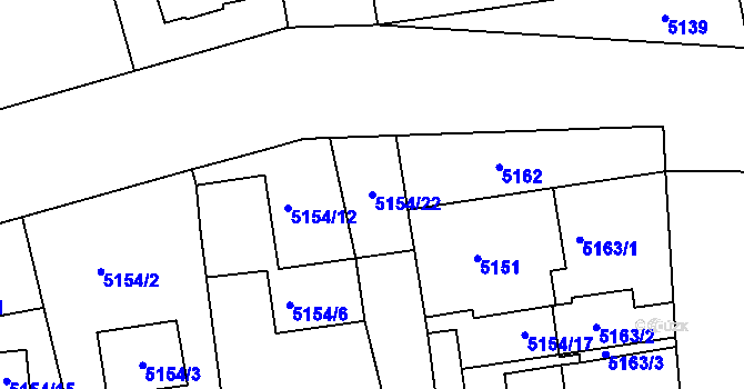 Parcela st. 5154/22 v KÚ Česká Lípa, Katastrální mapa