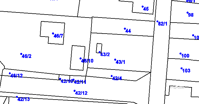 Parcela st. 43/2 v KÚ Stará Lípa, Katastrální mapa