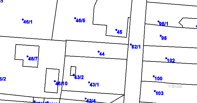 Parcela st. 44 v KÚ Stará Lípa, Katastrální mapa