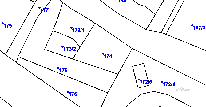 Parcela st. 174 v KÚ Stará Lípa, Katastrální mapa