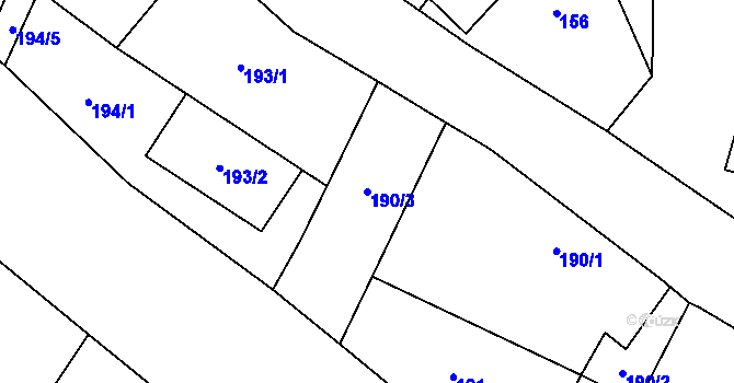 Parcela st. 190/3 v KÚ Stará Lípa, Katastrální mapa
