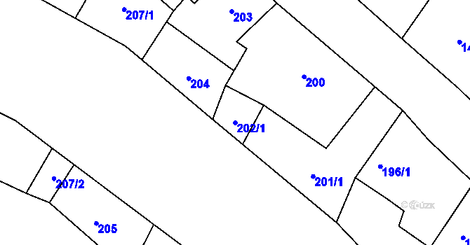 Parcela st. 202/1 v KÚ Stará Lípa, Katastrální mapa