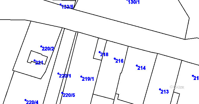 Parcela st. 218 v KÚ Stará Lípa, Katastrální mapa