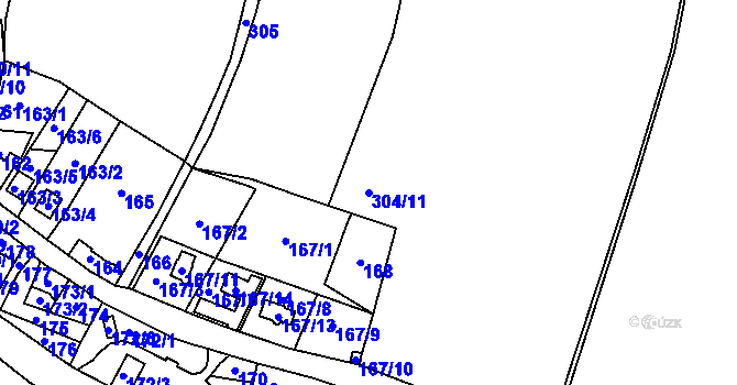 Parcela st. 304/11 v KÚ Stará Lípa, Katastrální mapa