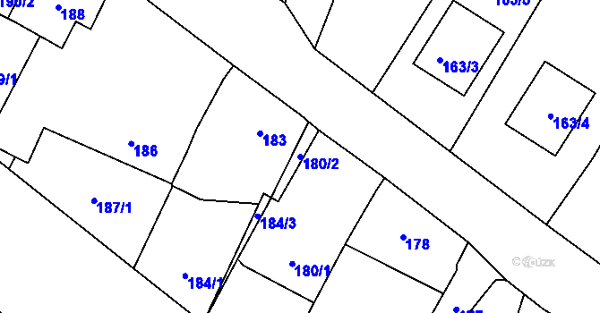 Parcela st. 180/2 v KÚ Stará Lípa, Katastrální mapa