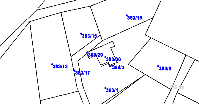 Parcela st. 383/30 v KÚ Stará Lípa, Katastrální mapa
