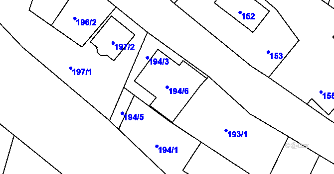 Parcela st. 194/6 v KÚ Stará Lípa, Katastrální mapa